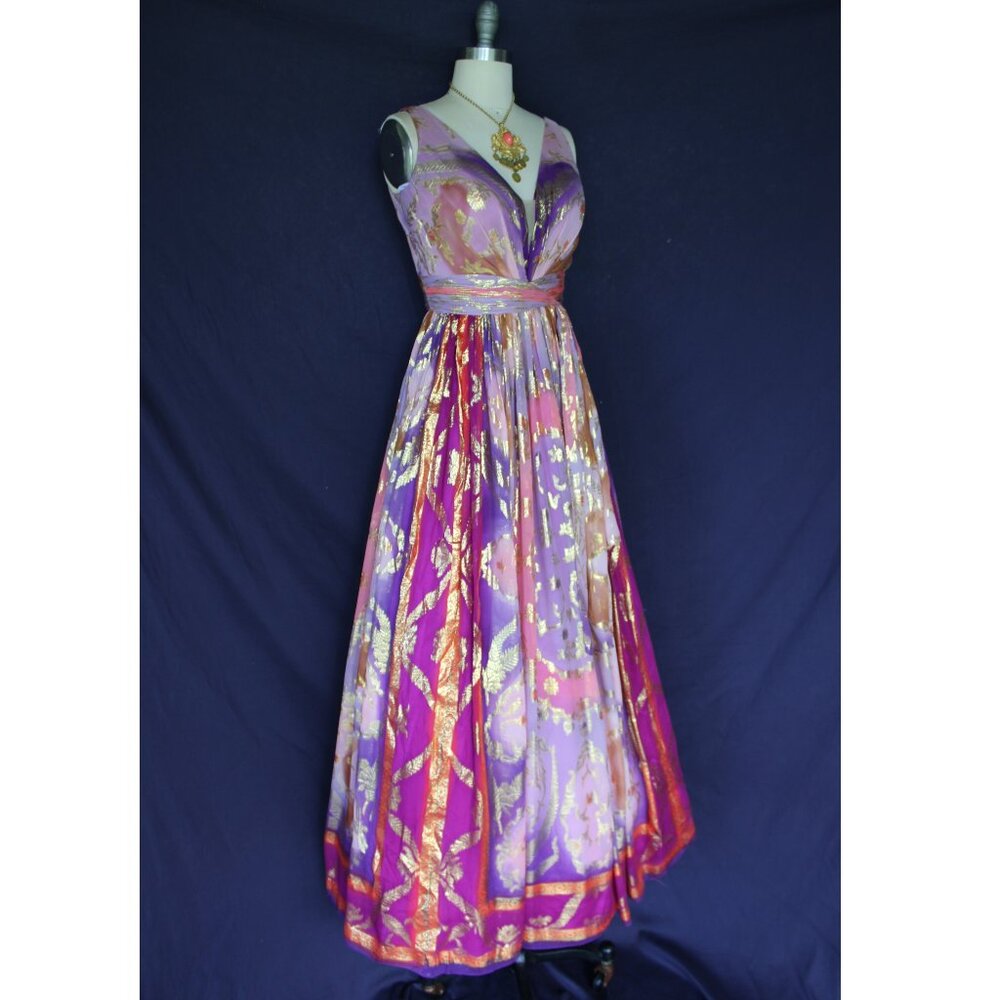 Elegant Purple and Gold Evening Gown - Picture 7 of 11